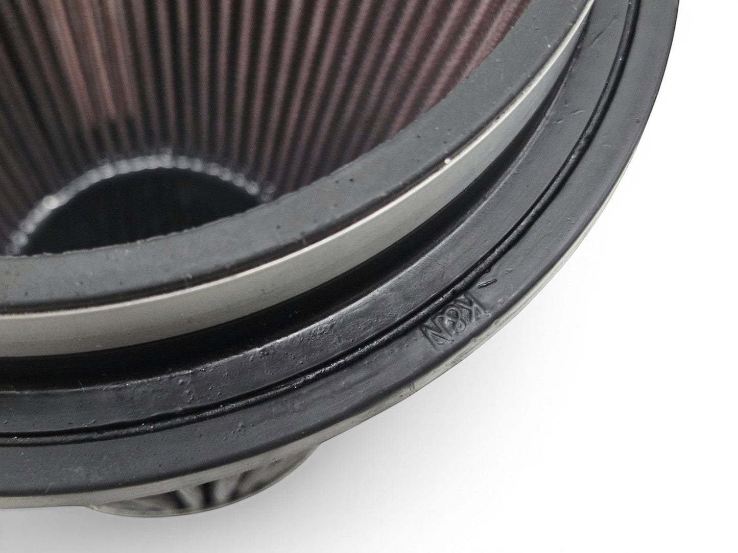 Send it Auto Parts K&N round tapered cotton gauze air filter with 6 inch flange, showing black rubber base detail.
