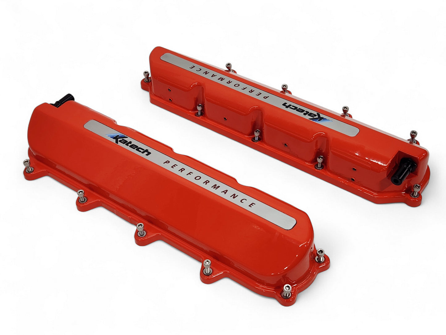 Katech Cast Aluminum Valve Covers Gen V Dry Sump Chevy Orange LT1 LT4 LT5