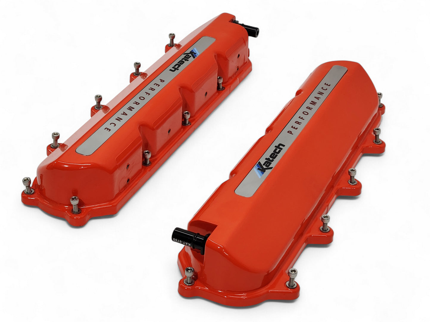 Katech Cast Aluminum Valve Covers Gen V Dry Sump Chevy Orange LT1 LT4 LT5