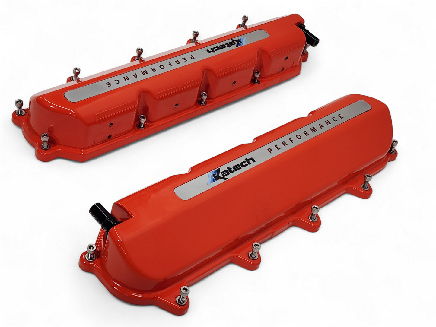 Katech Cast Aluminum Valve Covers Gen V Dry Sump Chevy Orange LT1 LT4 LT5