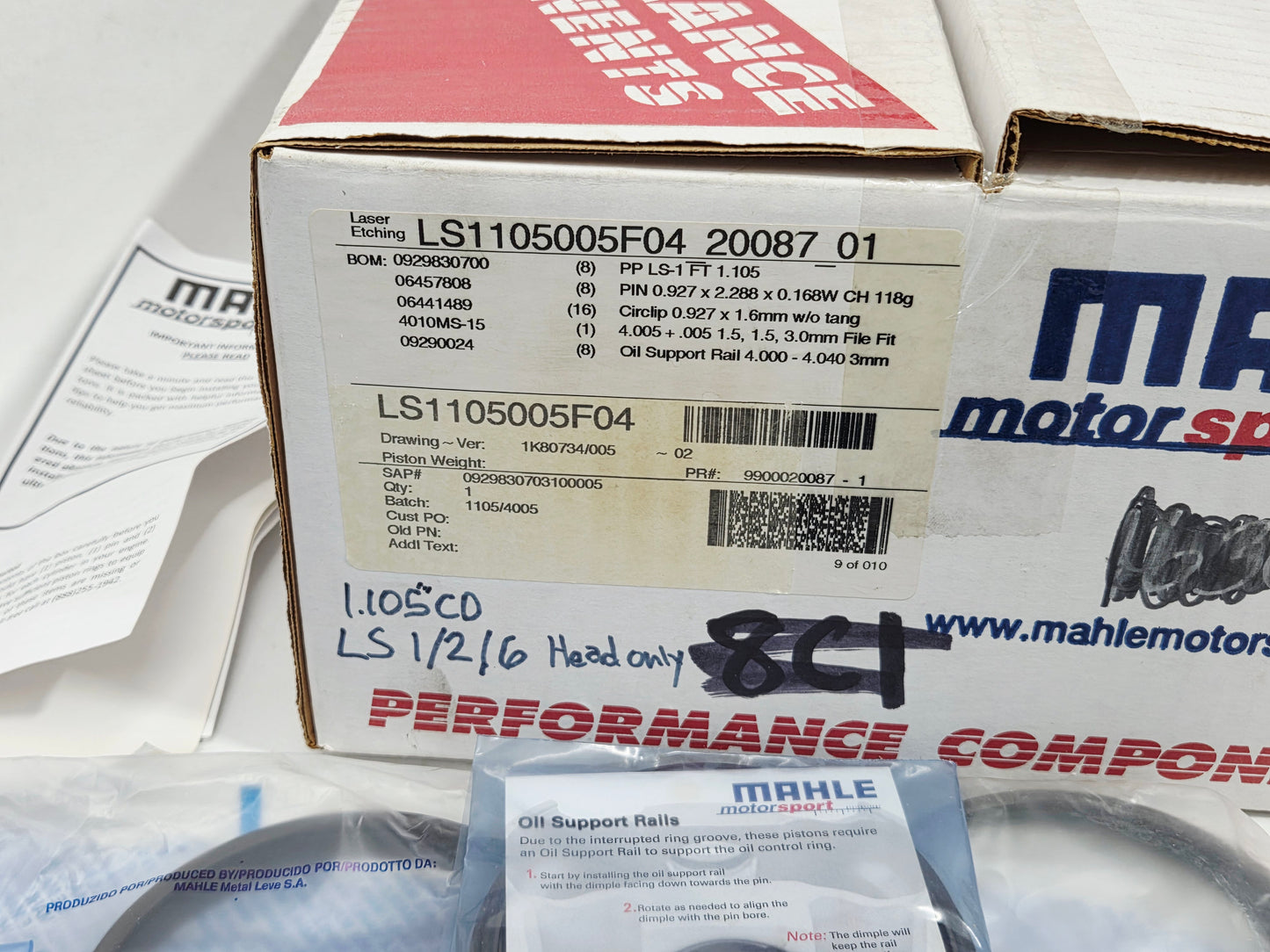 LS1 LS2 LS6 4.005 Bore -4cc Forged Aluminum Coated Piston Set with Rings Pins