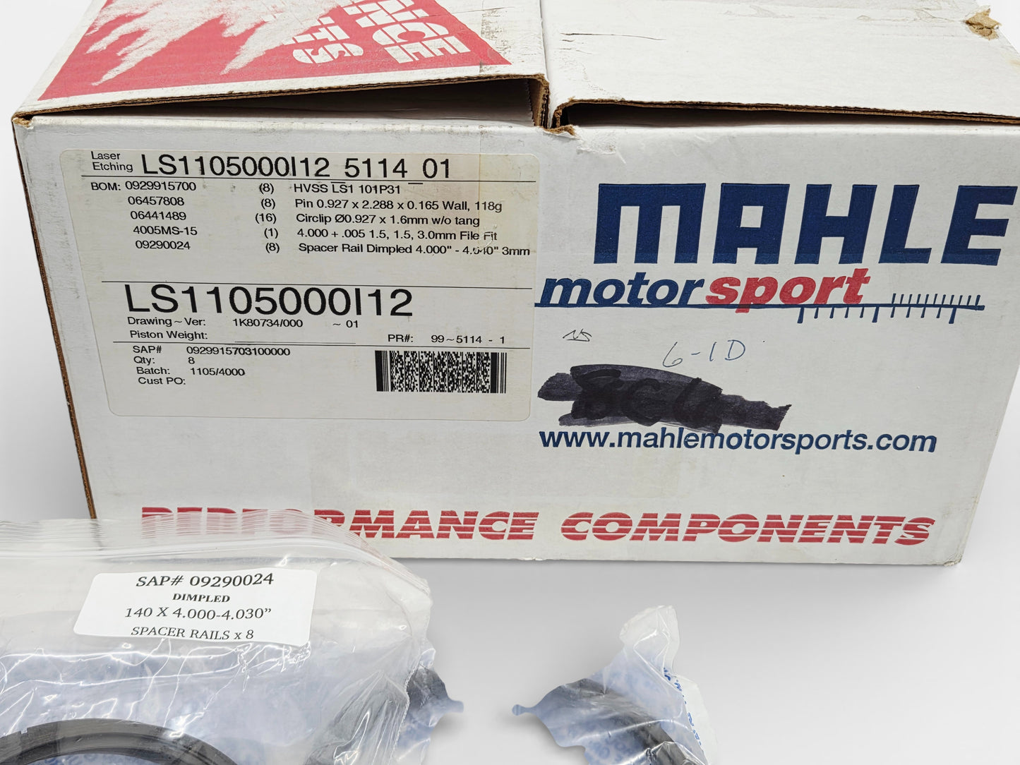 LS1 LS2 LS6 403ci 4.005" -12cc Forged Aluminum Coated Piston Set with Rings Pins