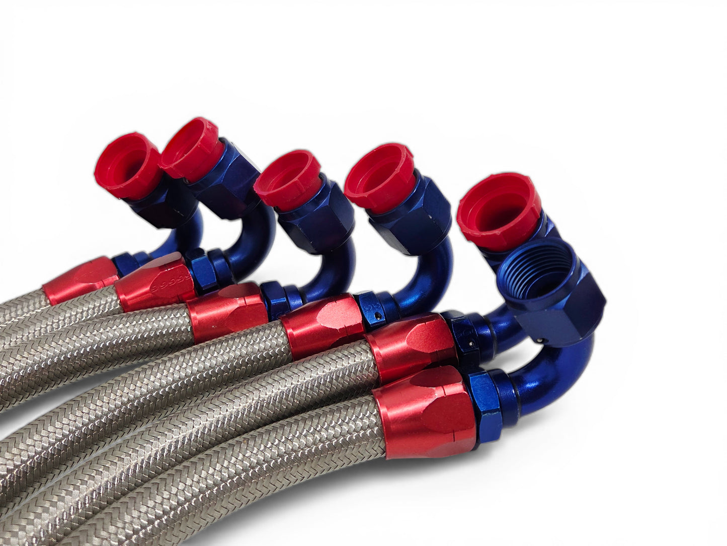 Lot of 5 Goodridge -10 Hoses 120 degree with swivel fittings Braided Line