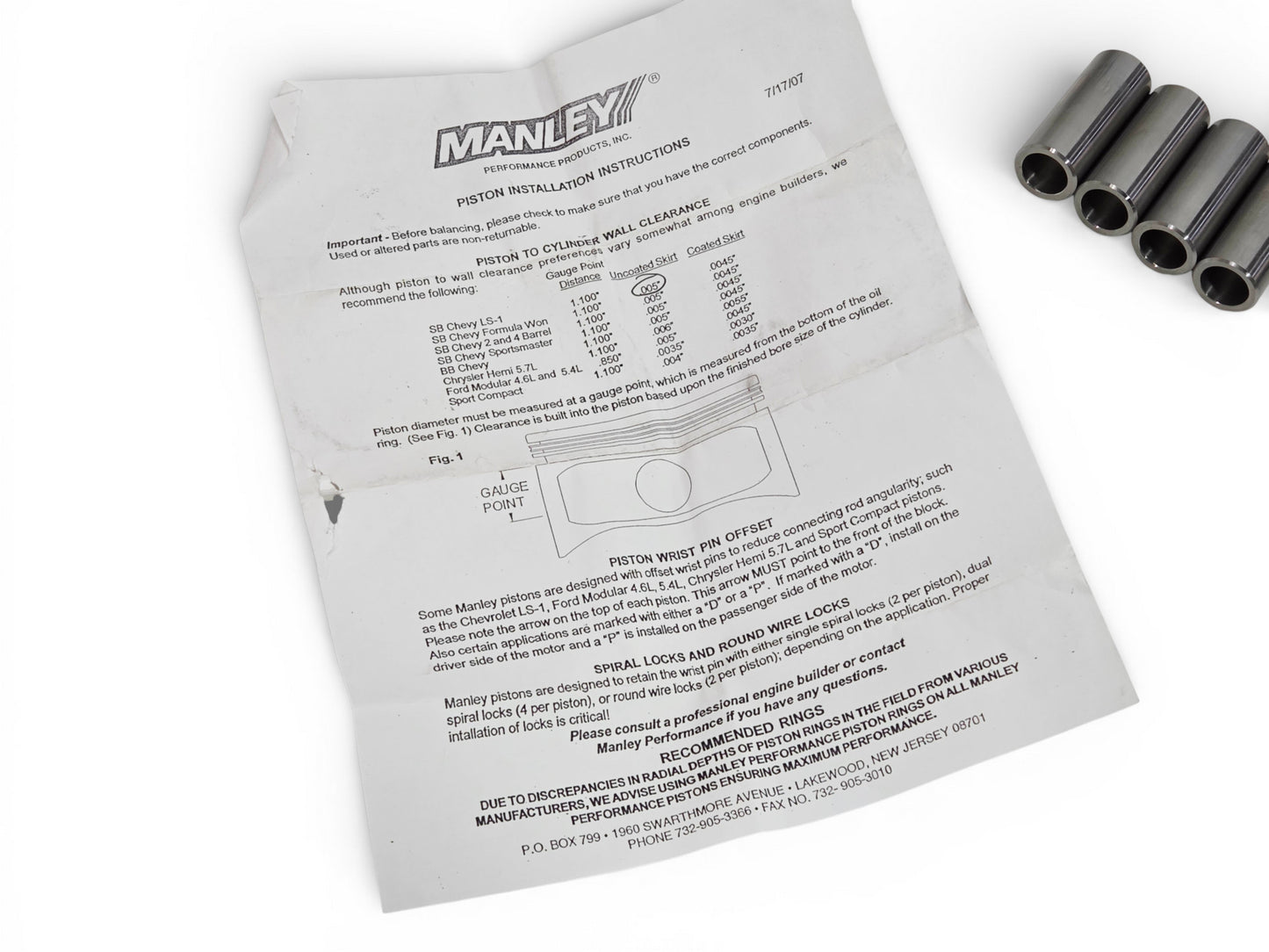Manley Chevrolet LS Piston Set – 4.005 in. Bore 1.125 in. CH, -8.00 CC