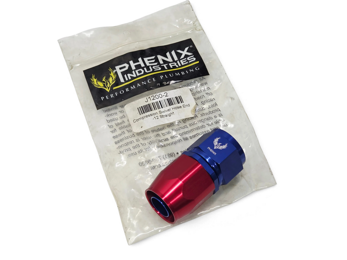 Phenix Compression Swivel Hose End -12 AN Fitting Straight