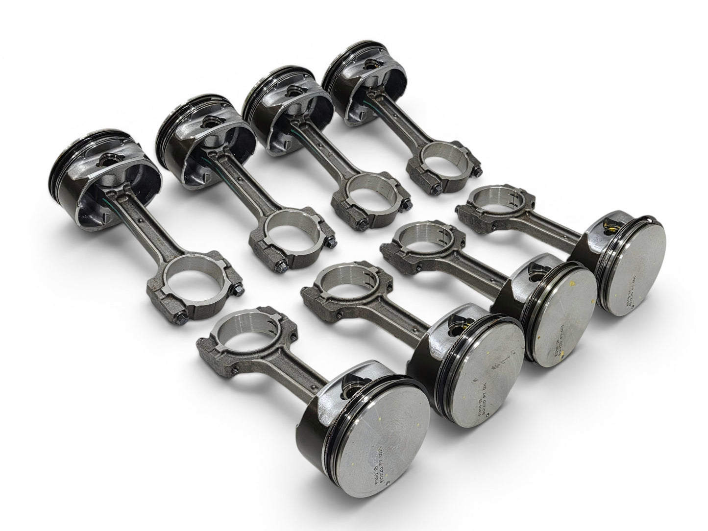 Send it Auto Parts set of 8 OEM GM 6.2L LS3 L92 L99 flat top pistons and connecting rods for Chevrolet V8 engines