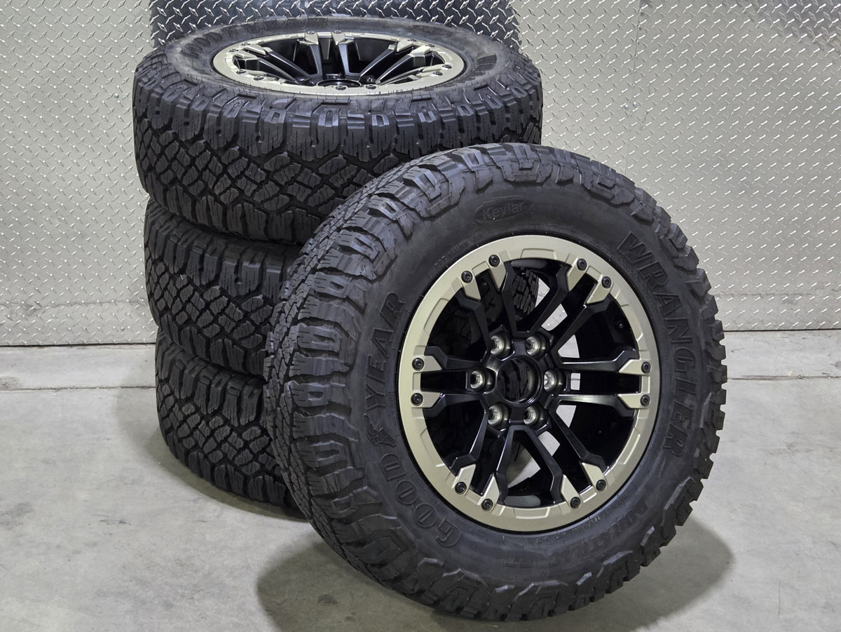 Silverado Sierra 18x8 12 Spoke Wheels GoodYear Wrangler Tires and TPMS