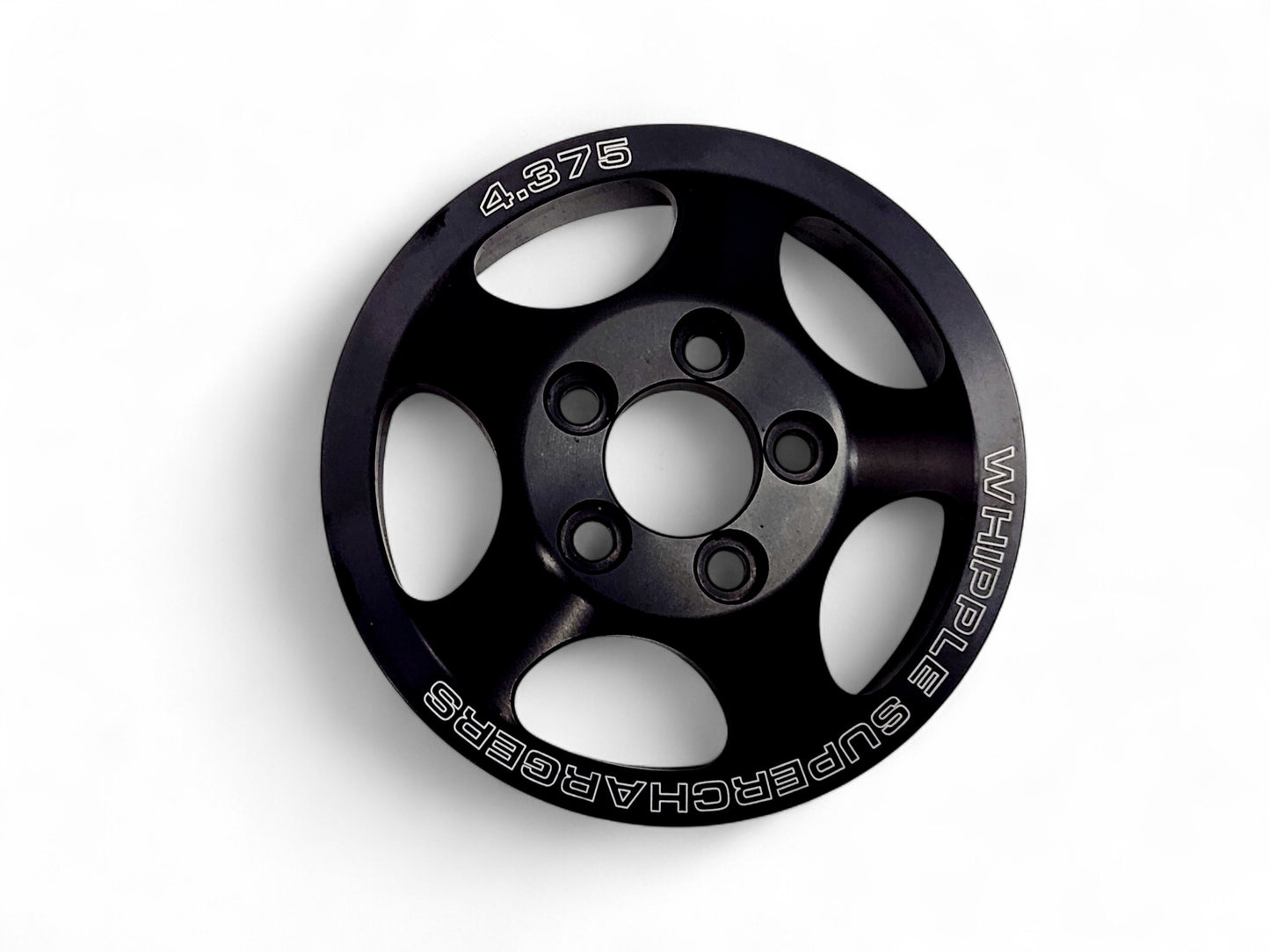 Whipple 6 Rib 4.375 Supercharger Pulley 5 Bolt Snout Black SCP-64375-5