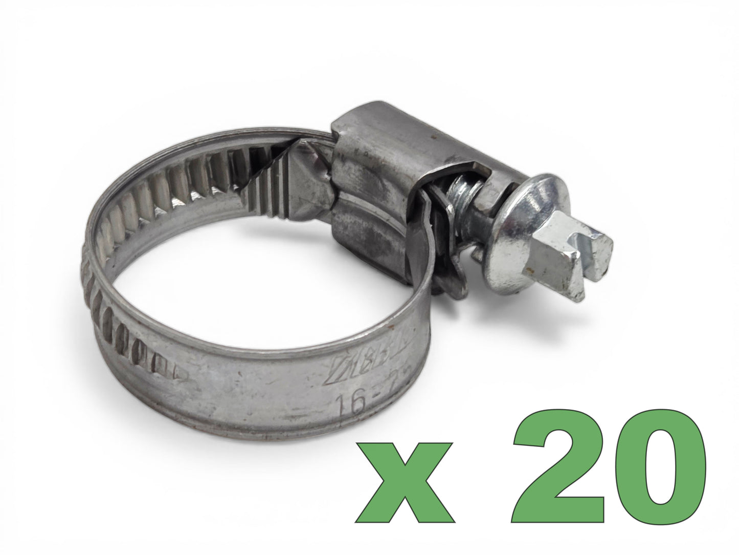 Zebra Hose Clamp 16 x 25 Stainless 6mm Hex Hose Clamp - Lot of 20 - Made by Wurth