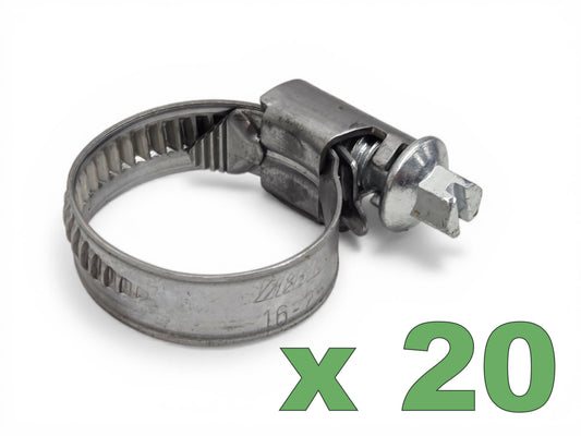 Zebra Hose Clamp 16 x 25 Stainless 6mm Hex Hose Clamp - Lot of 20 - Made by Wurth