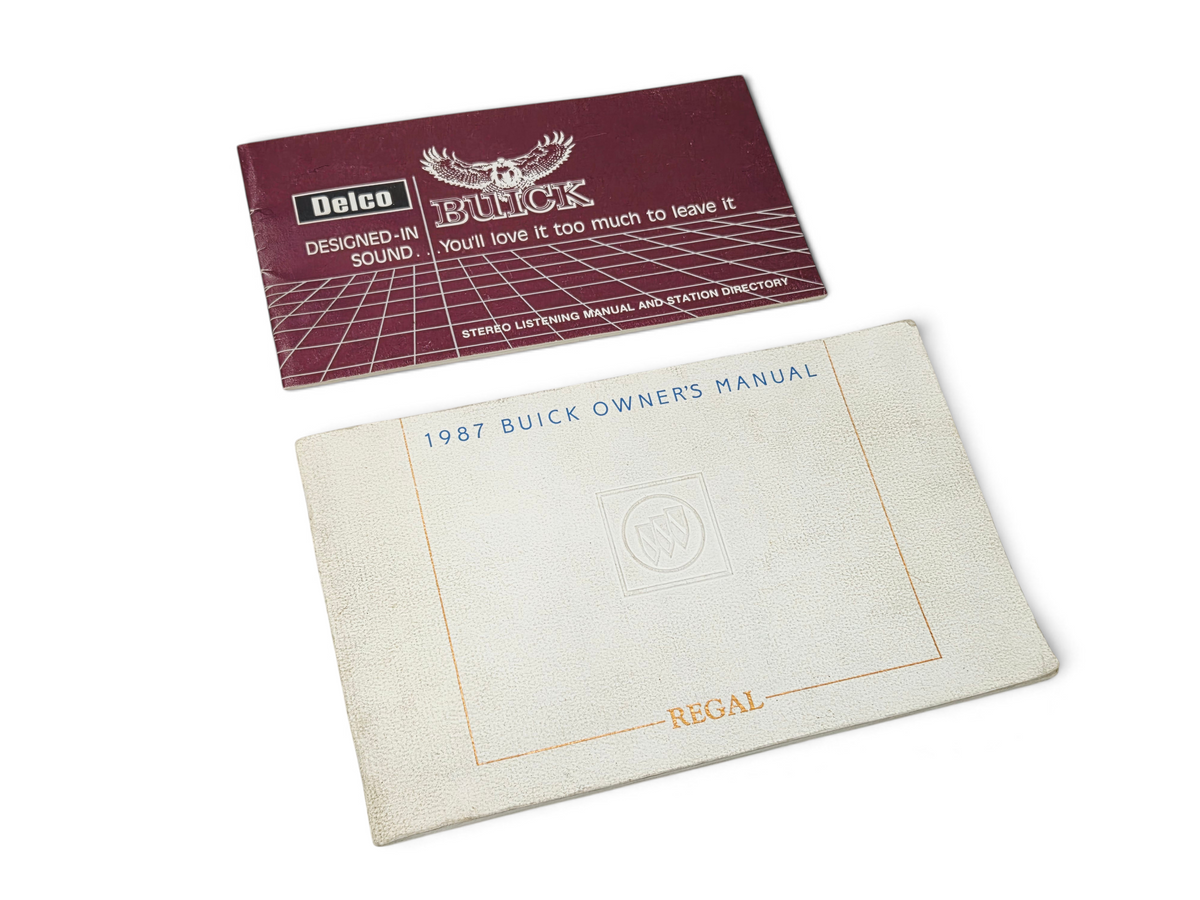 Send it Auto Parts original 1987 Buick Regal owner manual and Delco stereo manual set