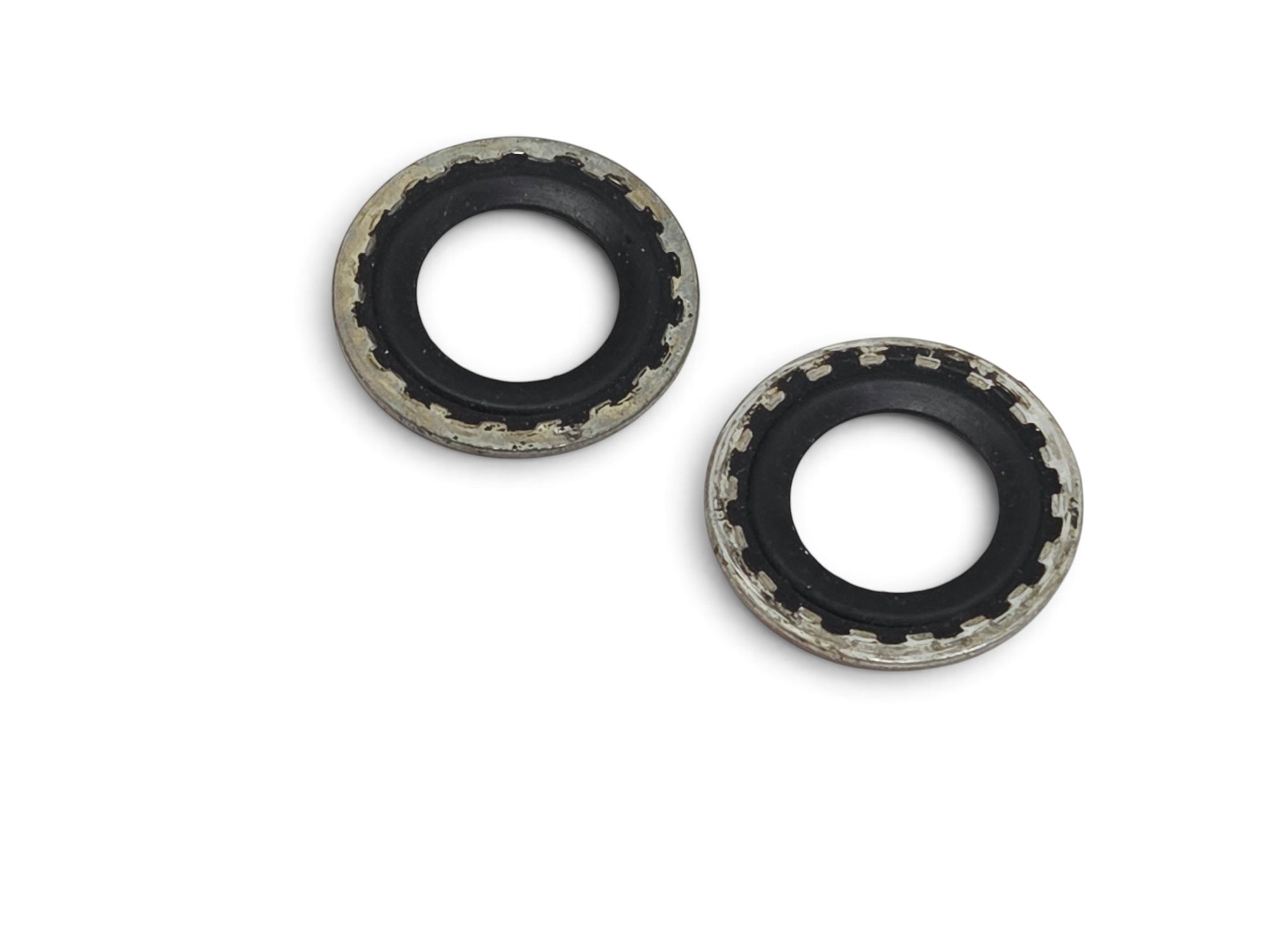 Send it Auto Parts OEM GM A/C compressor hose seal kit for Camaro and Corvette, featuring two circular rubber gaskets.