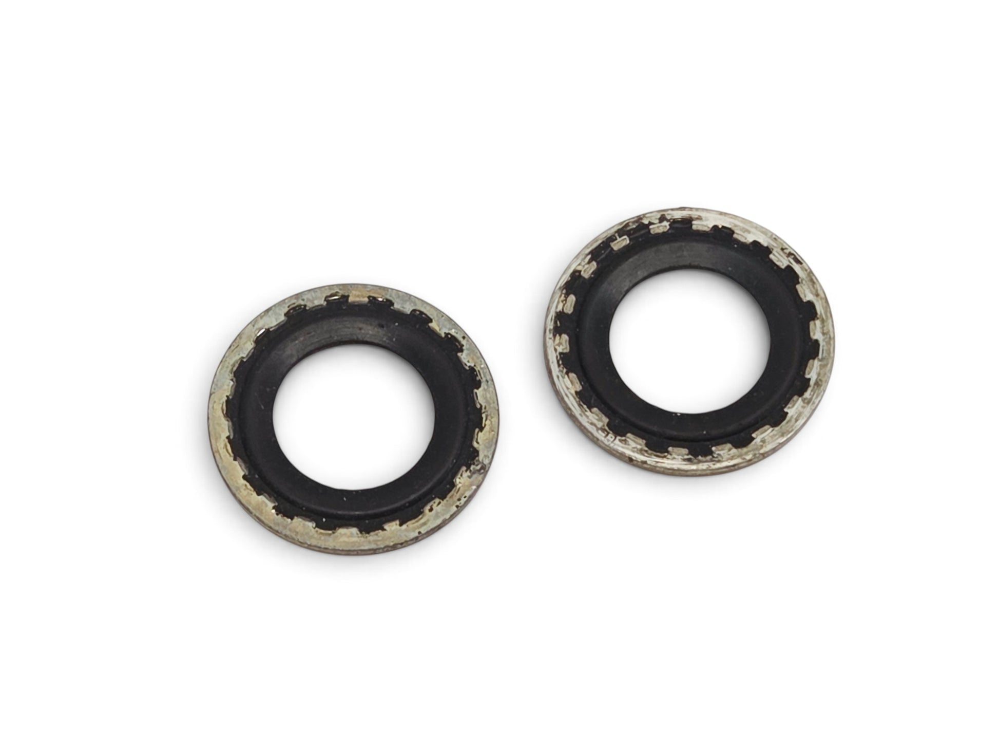 Send it Auto Parts OEM GM A/C compressor hose seals for 1992-2004 Camaro and Corvette, set of two rubber gaskets.