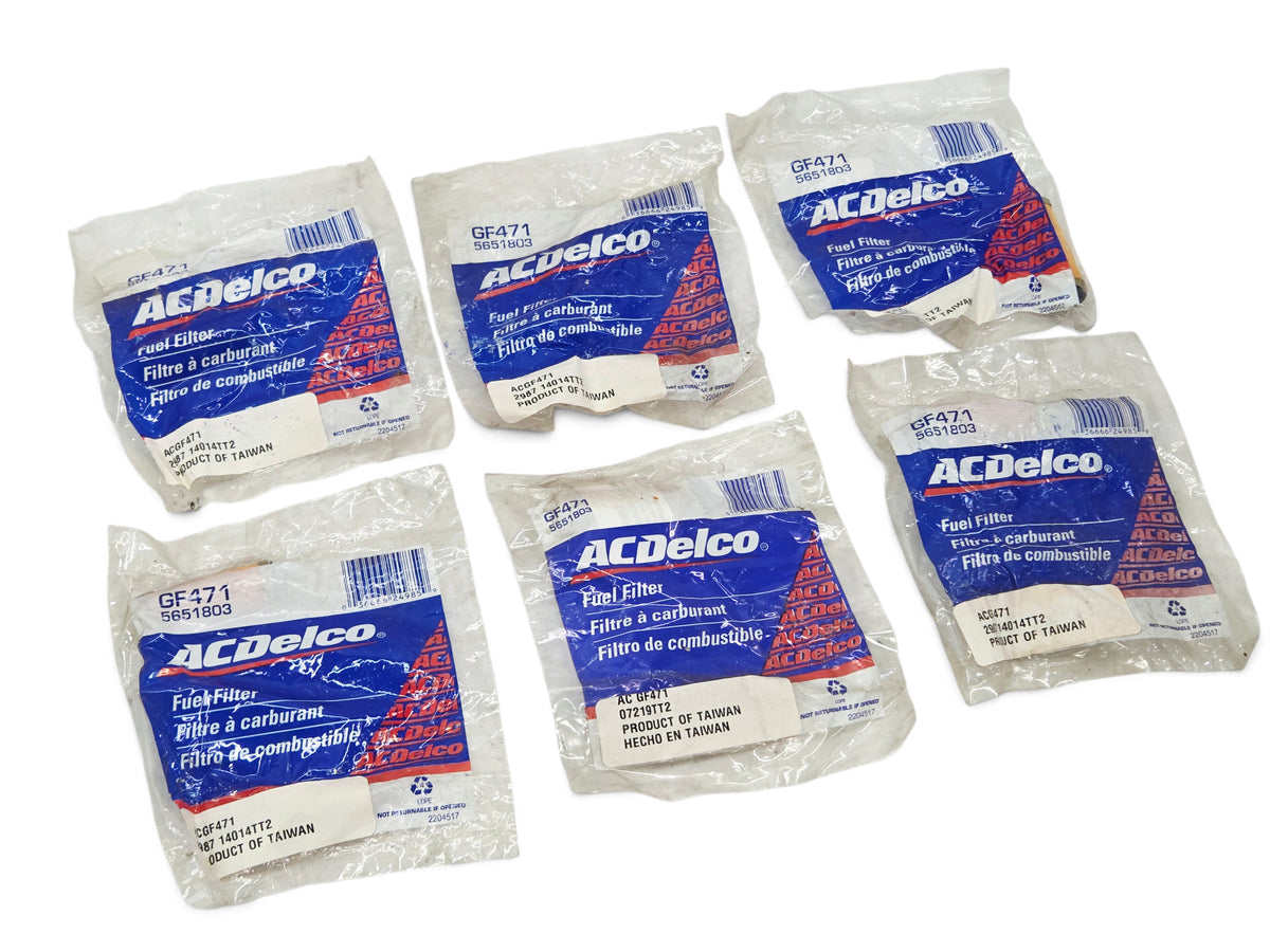 Send it Auto Parts lot of 6 genuine ACDelco GF471 fuel inlet filter cartridges in original plastic packaging