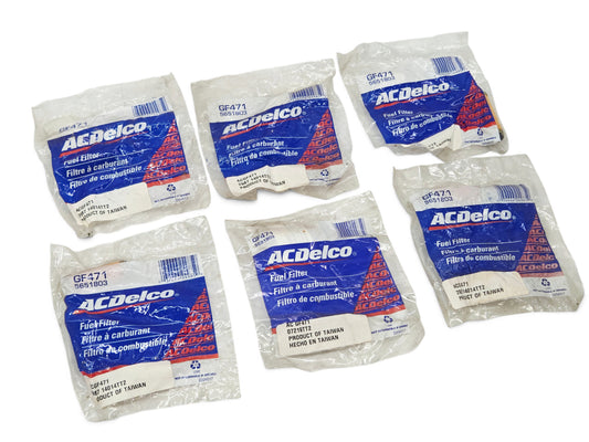 Send it Auto Parts lot of 6 genuine ACDelco GF471 fuel inlet filter cartridges in original plastic packaging