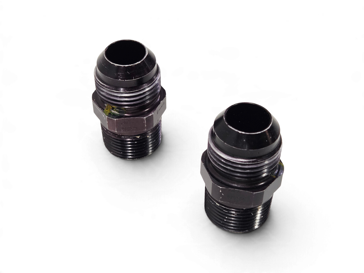 Send it Auto Parts black AN style adapter fittings for GM dry sump oil pan systems