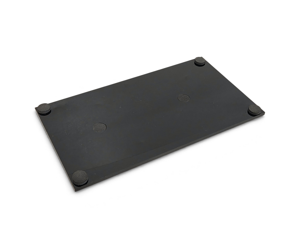 Send it Auto Parts black rectangular display base for 1:18 scale model with four circular rubber feet on the bottom