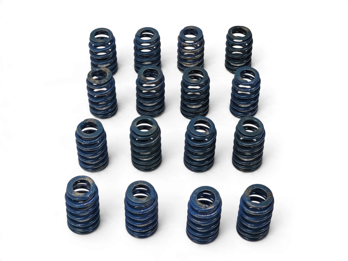 Set of 16 blue beehive valve springs from Send it Auto Parts for high-performance GM LS engines.