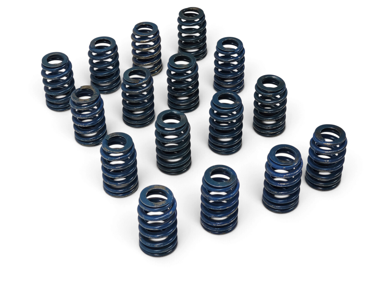 Set of 16 blue beehive valve springs from Send it Auto Parts for high-performance GM LS engines