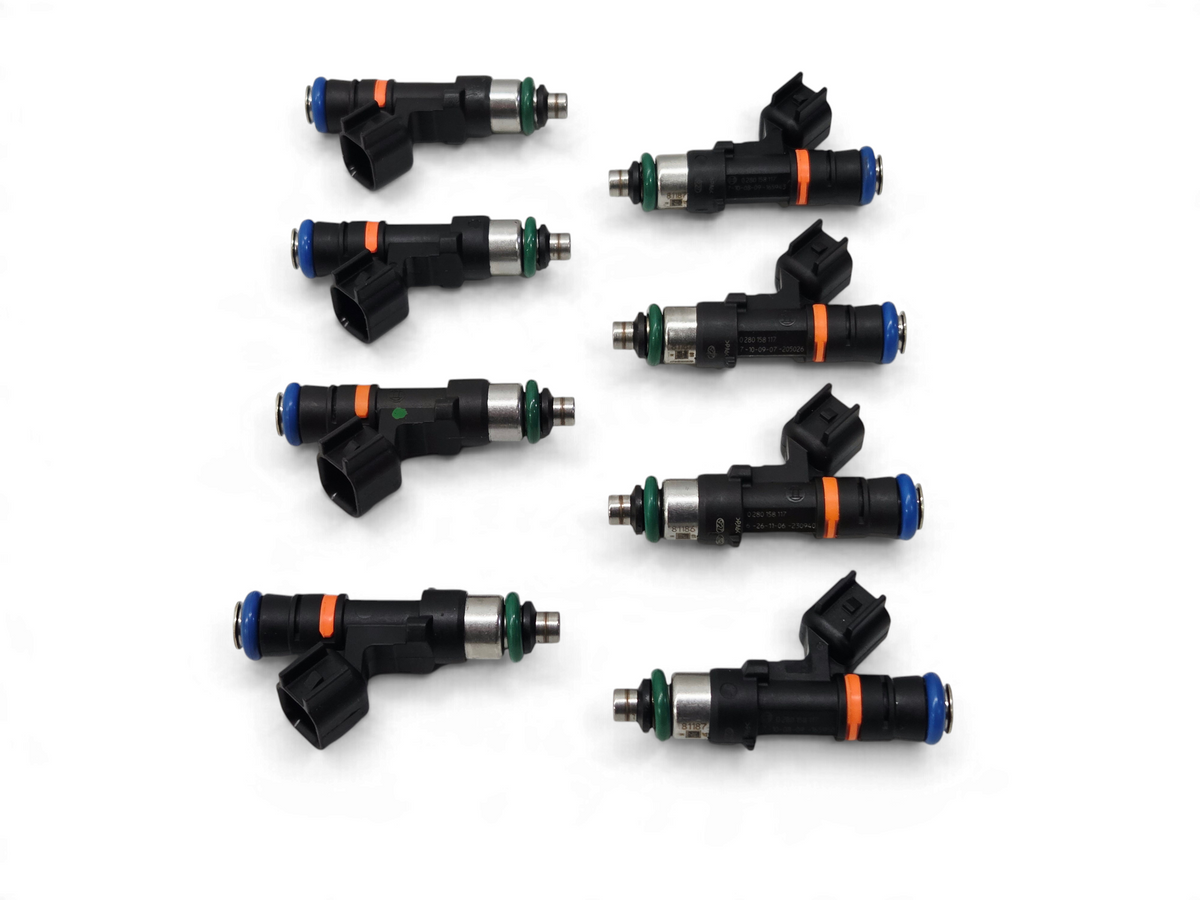 Send it Auto Parts set of eight genuine Bosch 0280158117 550cc EV14 fuel injectors with black bodies