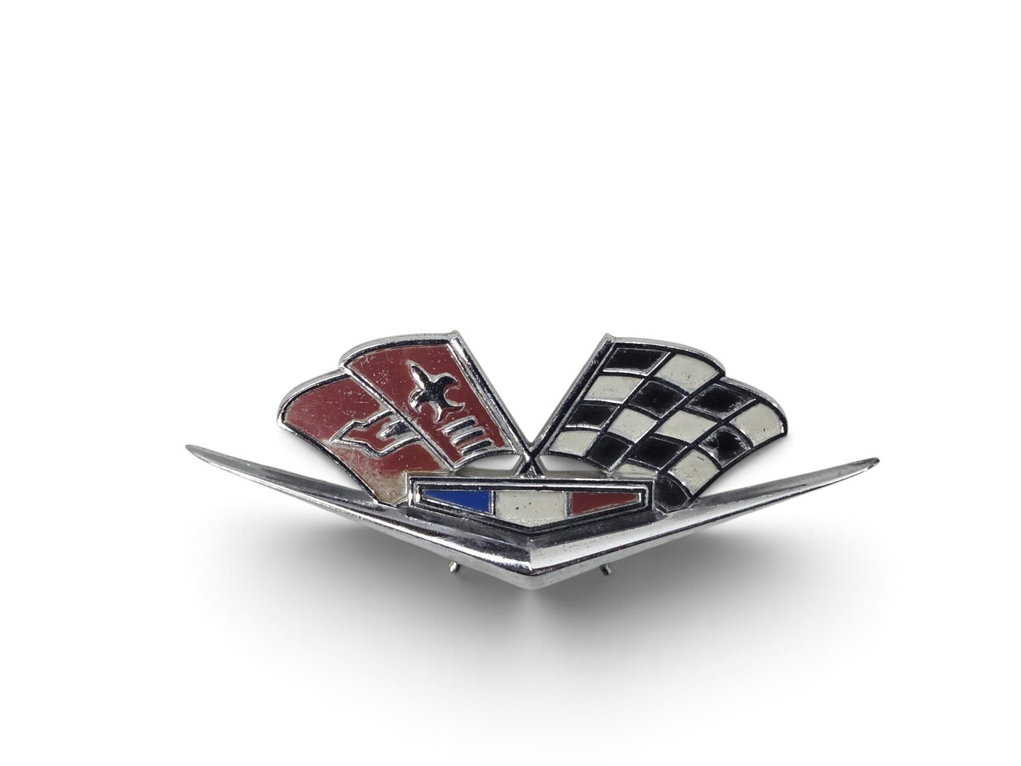 Send it Auto Parts vintage 1962-1963 C2 Corvette fender cross flags emblem in driver quality condition