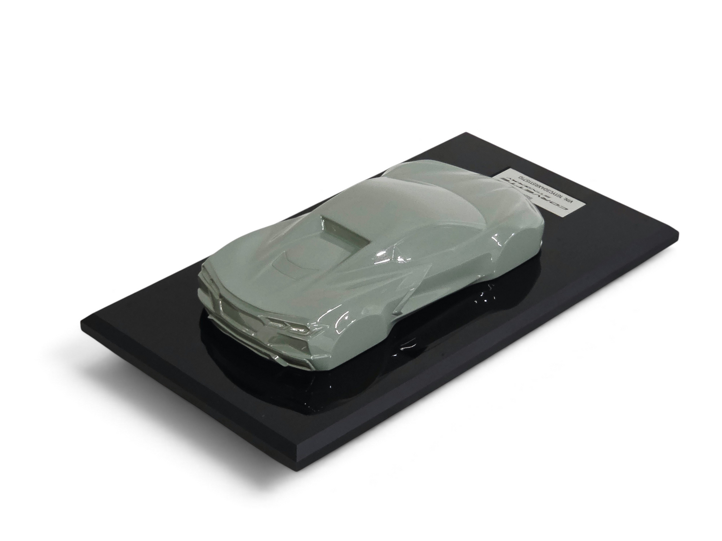 Send it Auto Parts 1:18 scale Cacti Green Corvette C8 speedshape model on a black display base