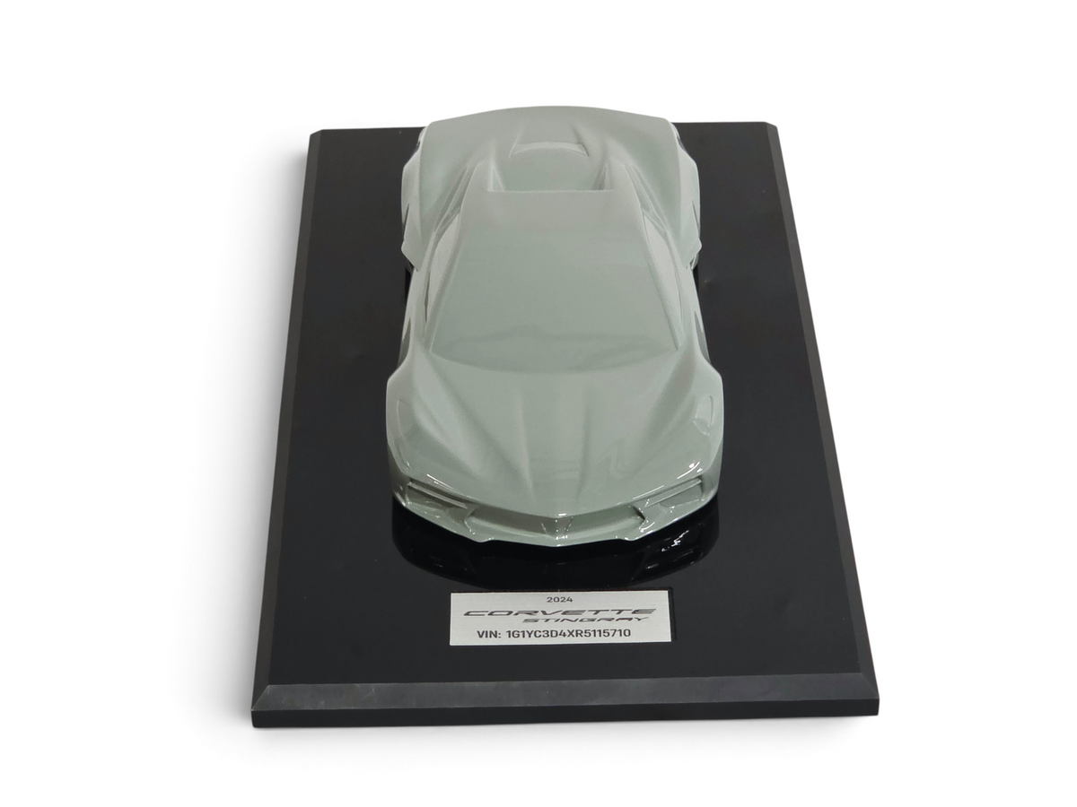 Send it Auto Parts 1:18 scale Cacti Green Corvette C8 speedshape model on a black display base