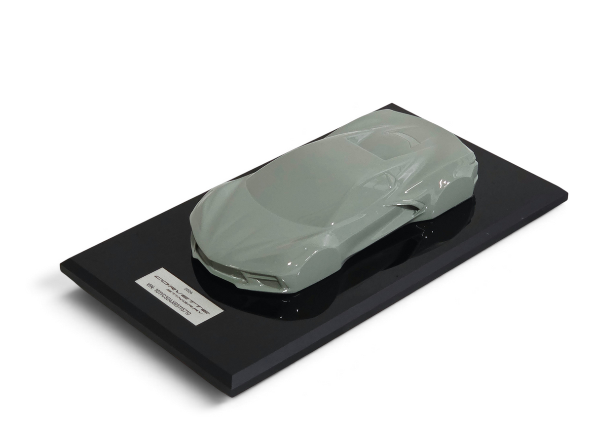 Send it Auto Parts 1:18 scale Cacti Green Corvette C8 speedshape model on a black display base