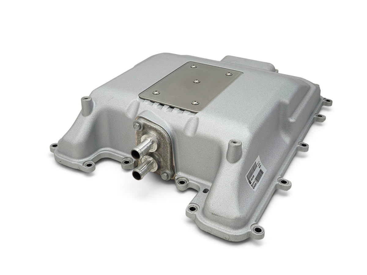 Send it Auto Parts OEM Cadillac CTSV LSA supercharger intercooler lid and brick assembly in silver aluminum