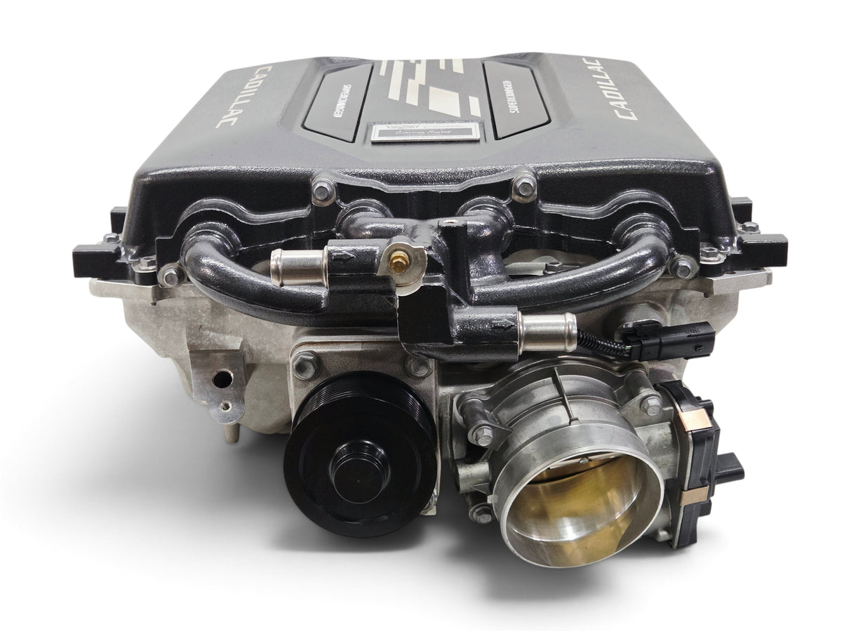 Send it Auto Parts OEM Cadillac Escalade V supercharger assembly for 6.2L V8 engines, new takeoff condition.