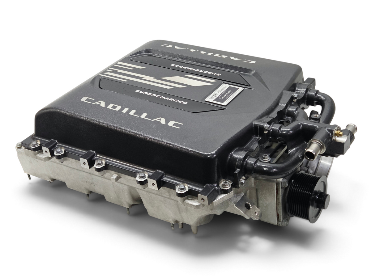 Send it Auto Parts OEM Cadillac Escalade V supercharger assembly for 6.2L V8 engine, new takeoff condition.