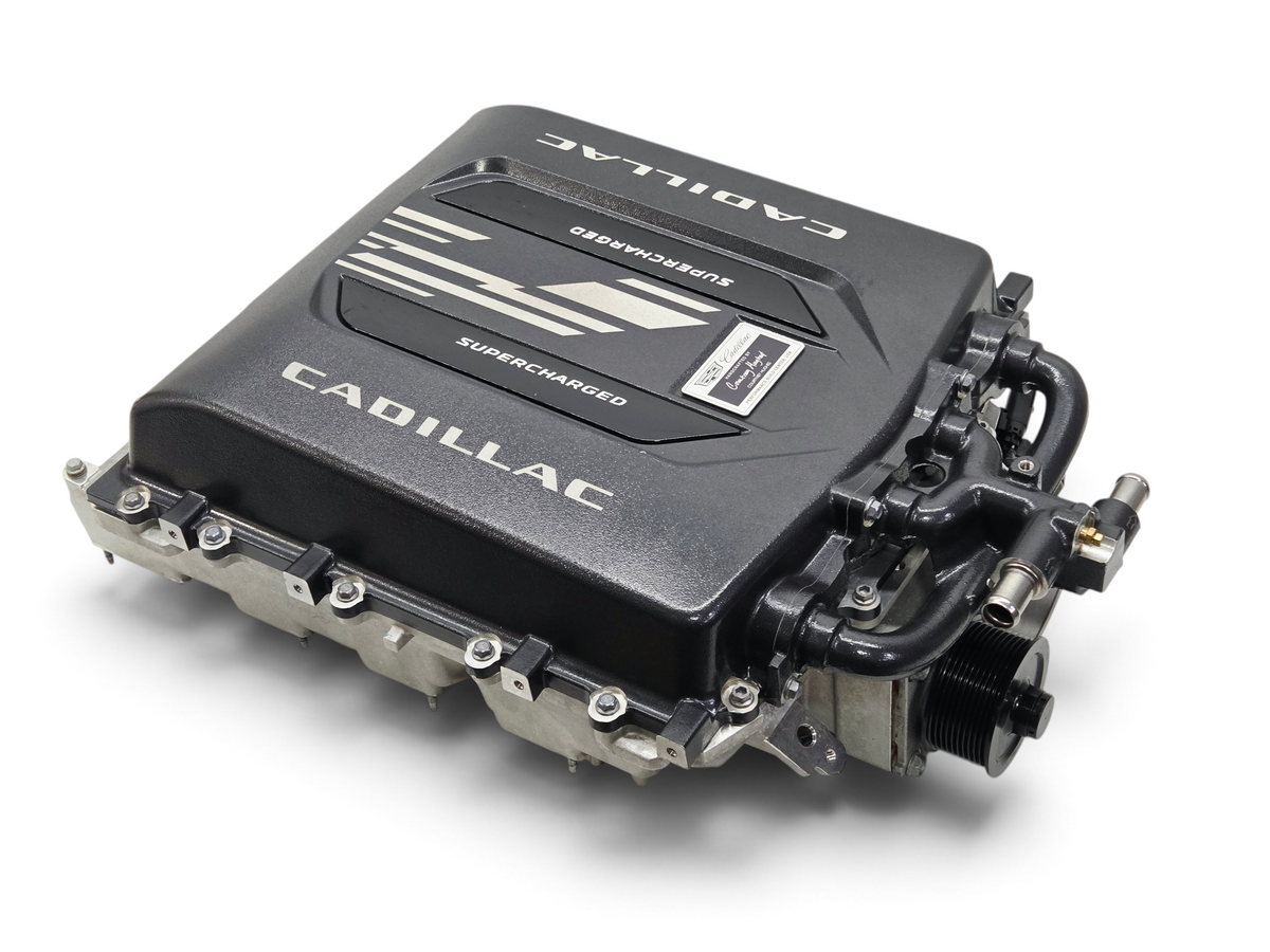 Send it Auto Parts OEM Cadillac Escalade V supercharger assembly for 6.2L V8 engines, new takeoff condition.