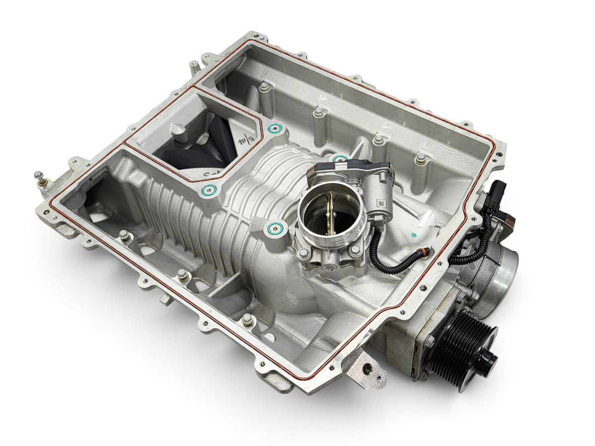 Send it Auto Parts OEM Cadillac Escalade V supercharger assembly for 6.2L V8 engines, new takeoff condition.
