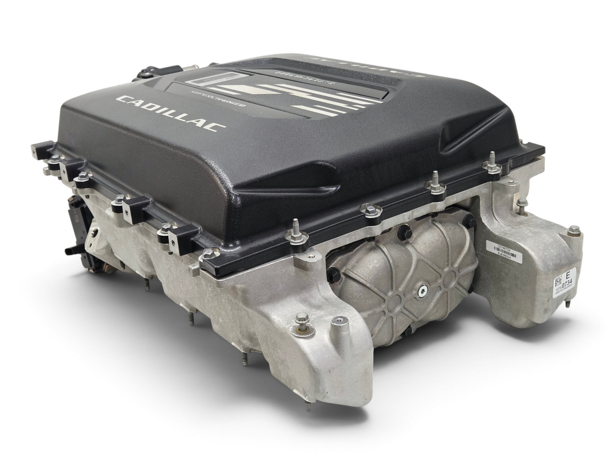 Send it Auto Parts OEM Cadillac Escalade V supercharger assembly for 6.2L V8 engines, new takeoff condition.