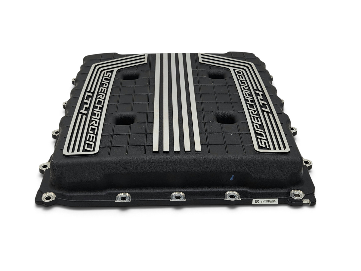 Send it Auto Parts OEM GM Chevy Camaro ZL1 LT4 6.2L supercharger cover lid in black with silver accents