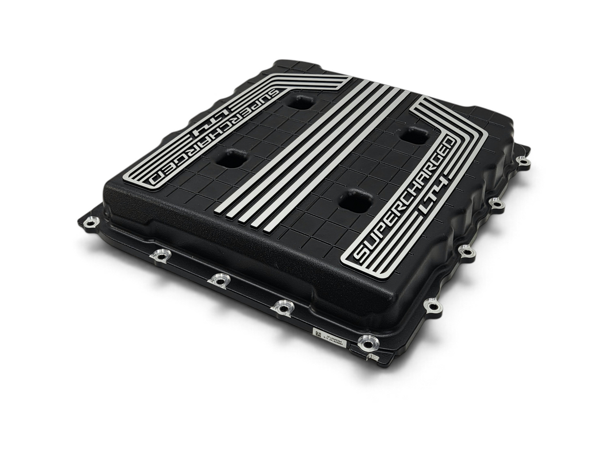 Send it Auto Parts OEM Chevy Camaro ZL1 LT4 6.2L supercharger cover lid in black with silver lettering