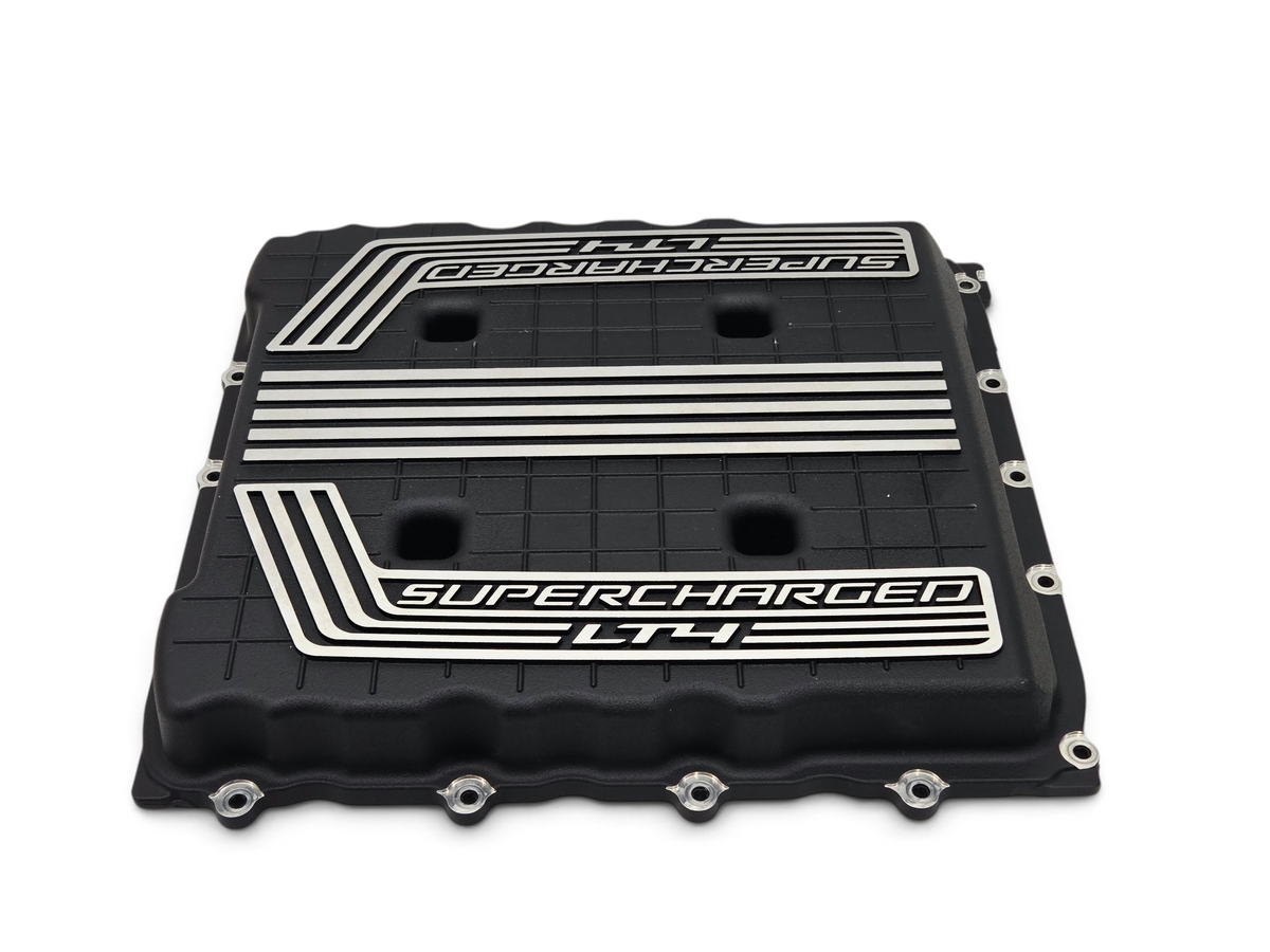 Send it Auto Parts OEM Chevy Camaro ZL1 LT4 6.2L supercharger cover lid in black with silver accents