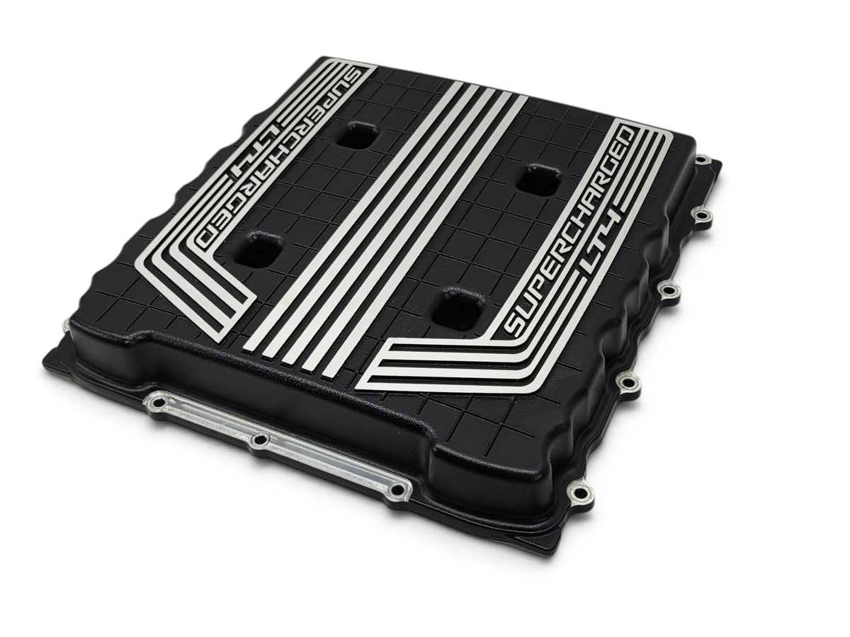 Send it Auto Parts OEM Chevy Camaro ZL1 LT4 6.2L supercharger cover lid with black finish and silver lettering.