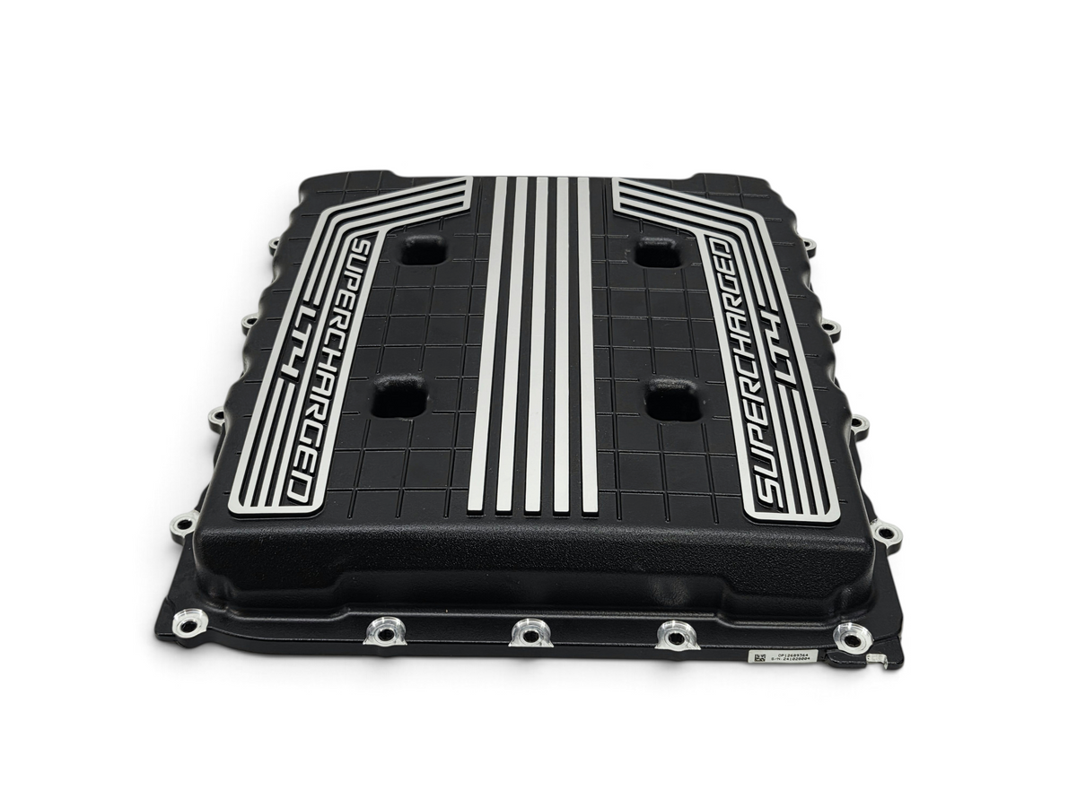 Send it Auto Parts OEM GM supercharger cover lid for Chevy Camaro ZL1 LT4 6.2L engine in black with silver accents