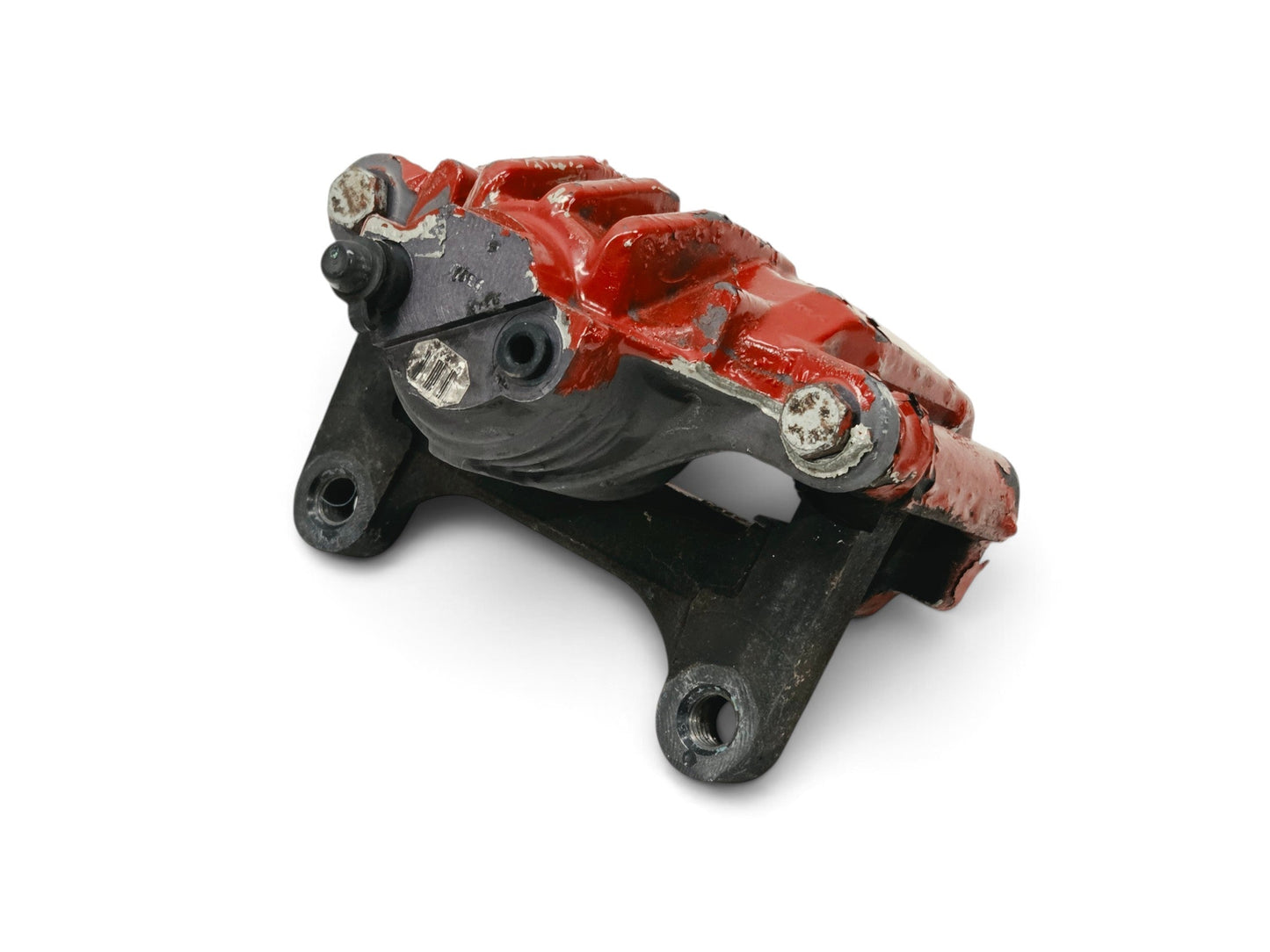 Send it Auto Parts OEM GM rear left brake caliper with bracket for 2005-2011 Corvette C6, painted red.
