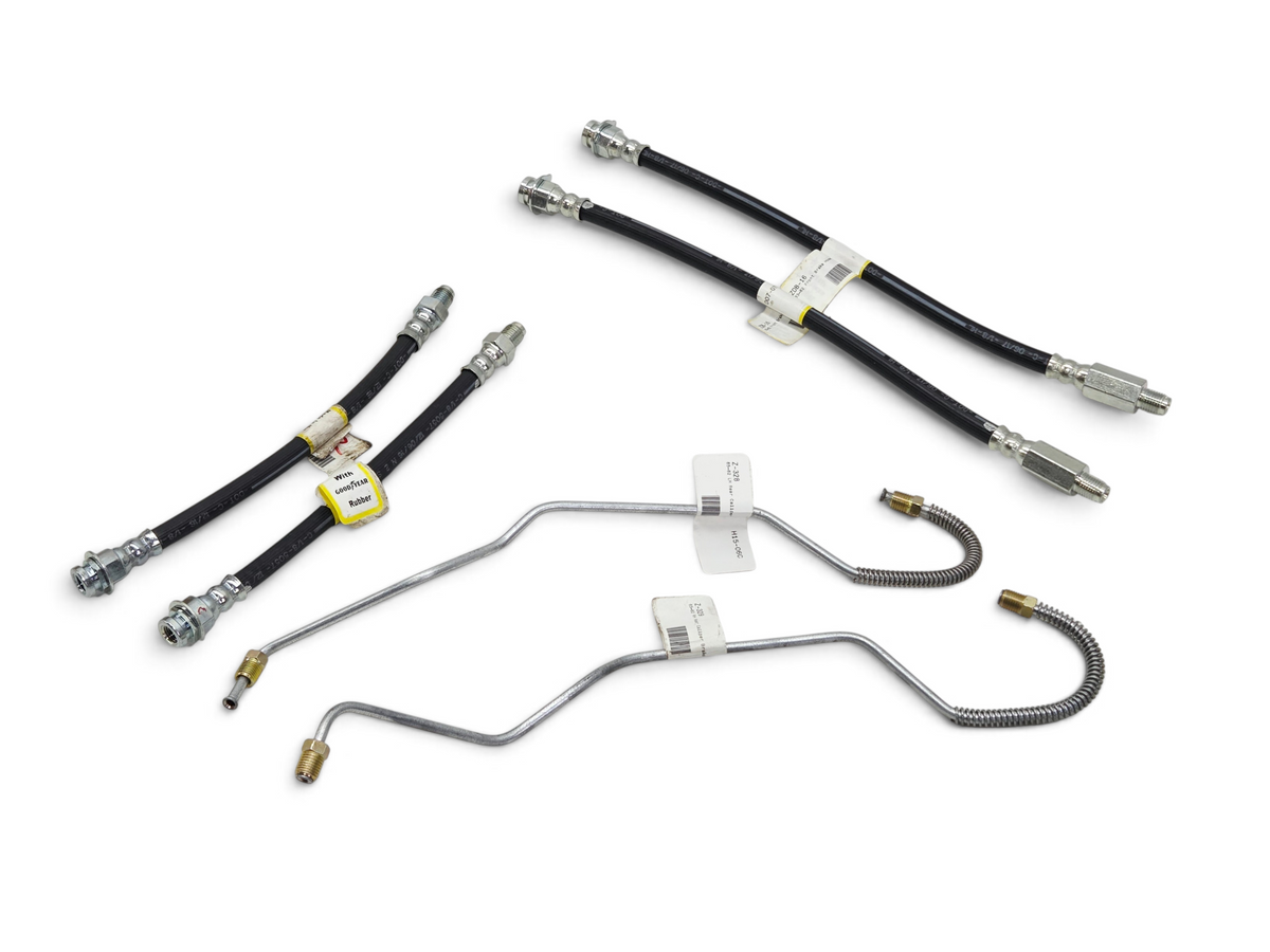 Send it Auto Parts brake hose and line kit for 1965-1982 Corvette C2 C3, including spiral armor rear caliper lines.