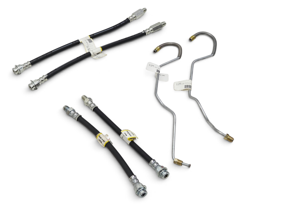 Send it Auto Parts brake hose and line kit for 1965-1982 Corvette C2 C3, featuring spiral armor rear caliper lines.