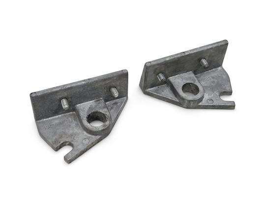 Send it Auto Parts OEM GM 1963-1967 Corvette C2 headlight motor brackets with bolts, cast metal finish.