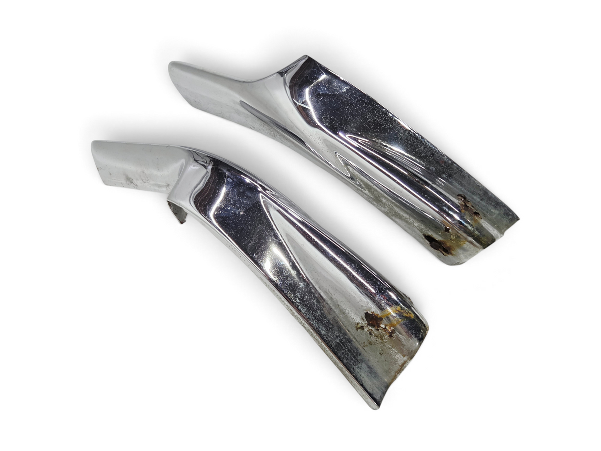 Send it Auto Parts pair of 1968-1969 Corvette C3 chrome front bumper guards showing signs of rust and wear