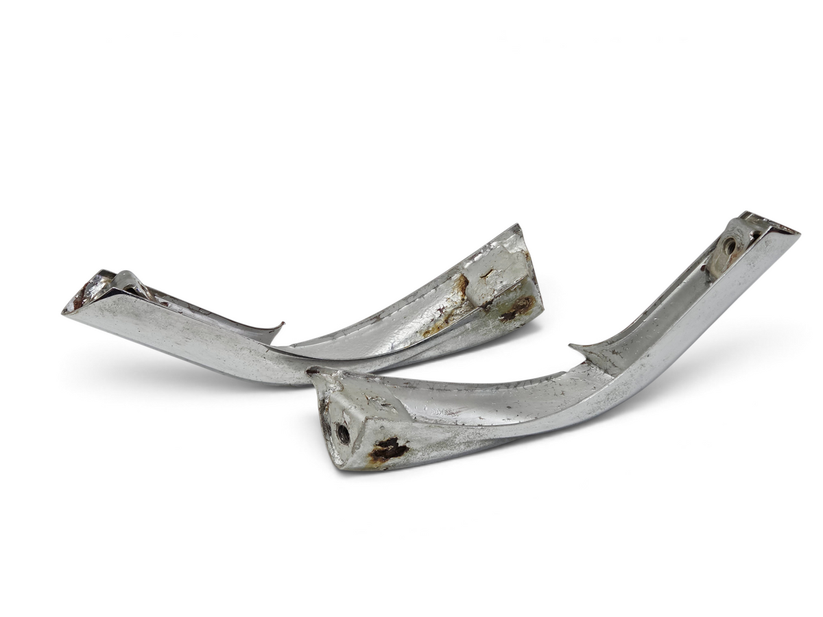 Send it Auto Parts pair of vintage chrome 1968-1969 Corvette C3 front bumper guards showing signs of surface rust
