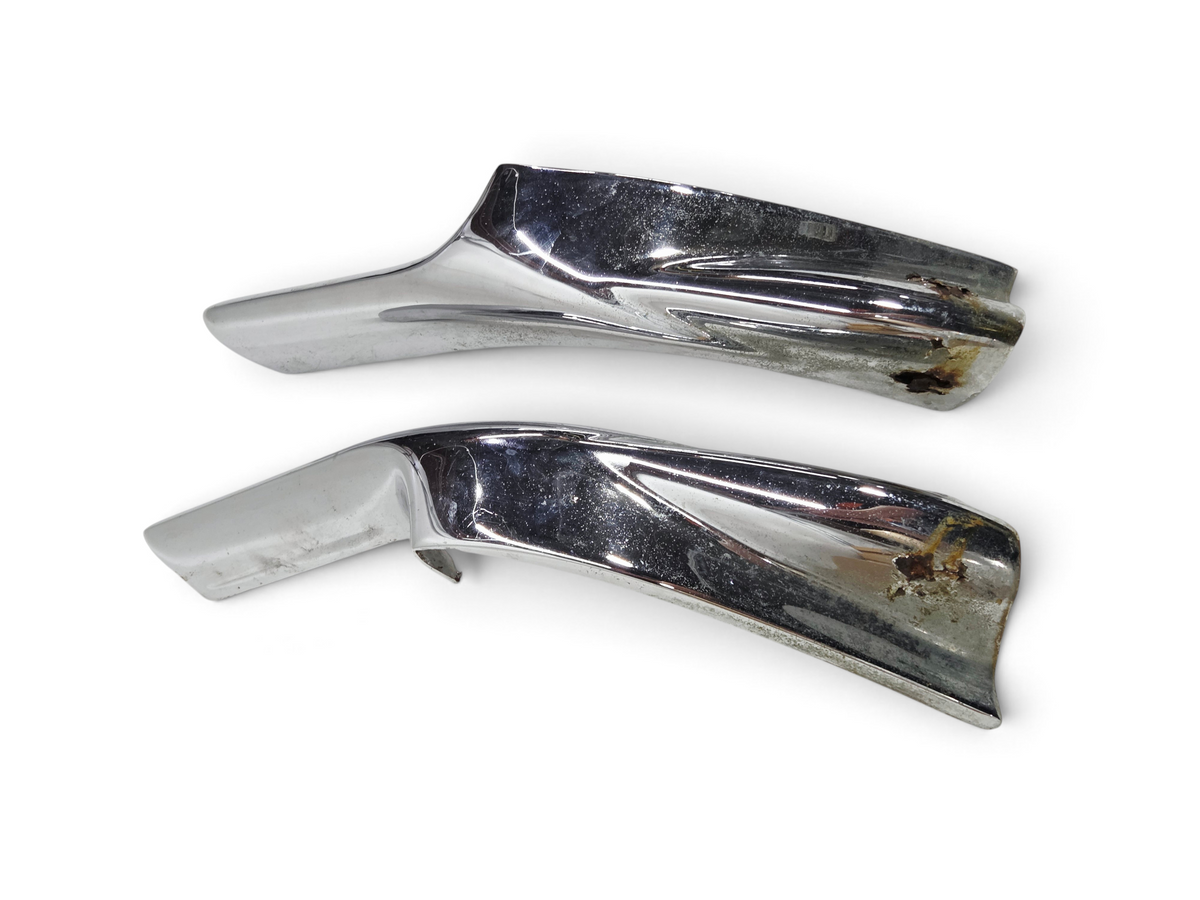 Send it Auto Parts pair of chrome 1968-1969 Corvette C3 front bumper guards showing signs of rust and wear