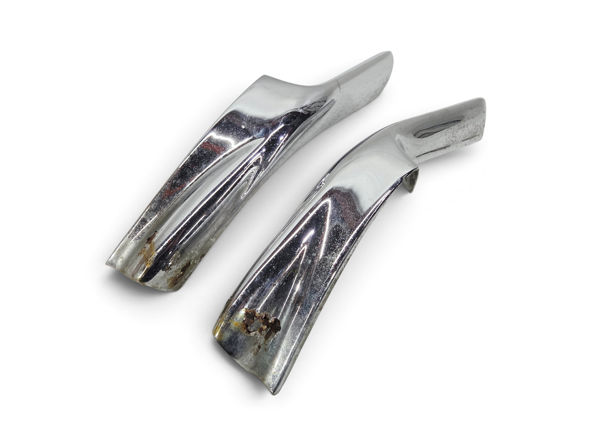 Send it Auto Parts pair of 1968-1969 Corvette C3 chrome front bumper guards showing signs of rust for restoration
