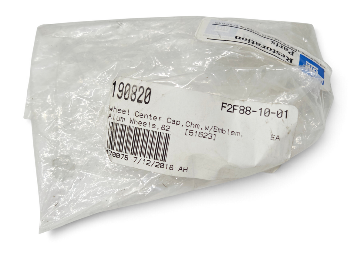 Send it Auto Parts pair of reproduction 1982 Corvette C3 wheel center caps for YJ8 style aluminum wheels in packaging