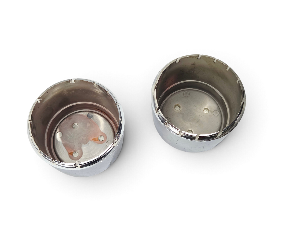 Send it Auto Parts pair of reproduction 1982 Corvette C3 center caps for YJ8 style aluminum wheels, interior view.