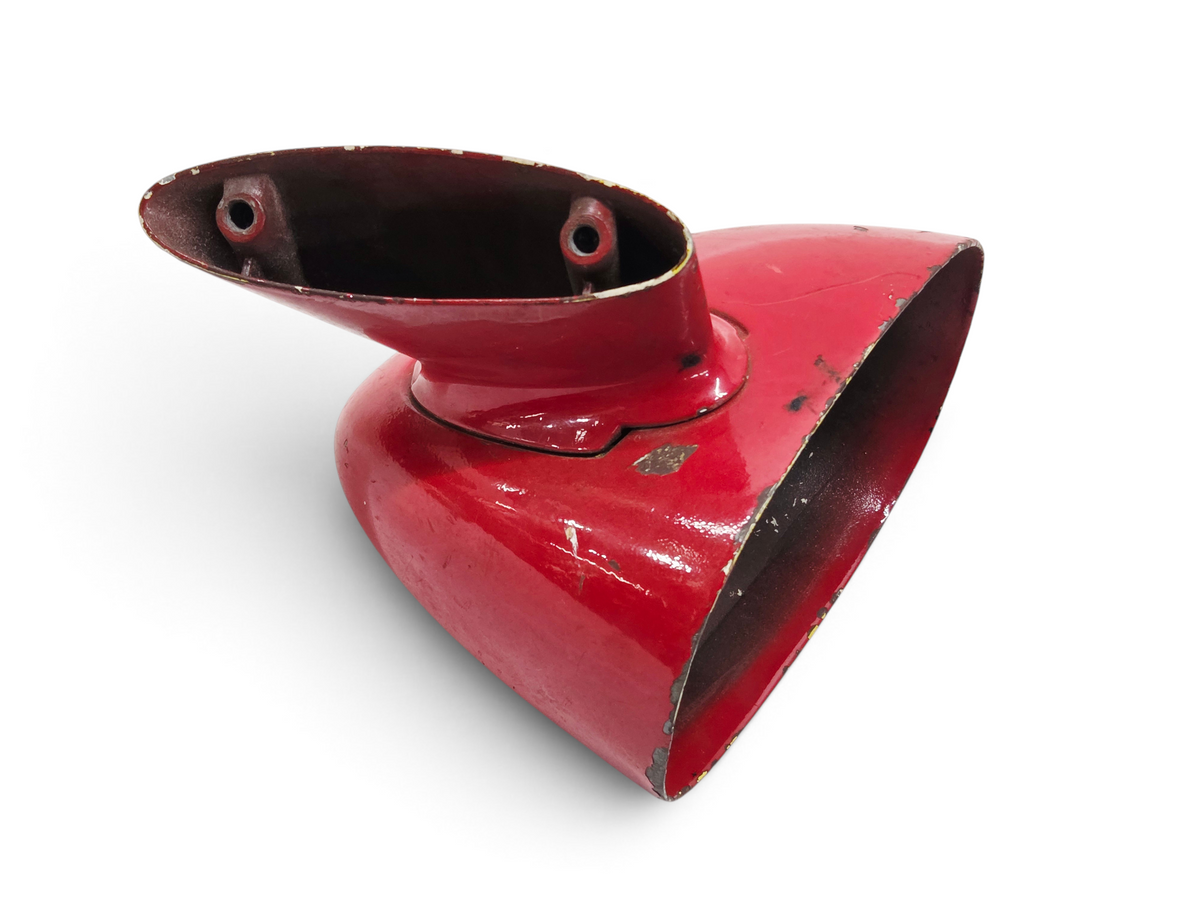 Send it Auto Parts OEM red driver side rear view mirror for 1978-1982 Corvette C3, showing paint wear.